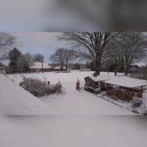 Unser Stellplatz bei Schnee